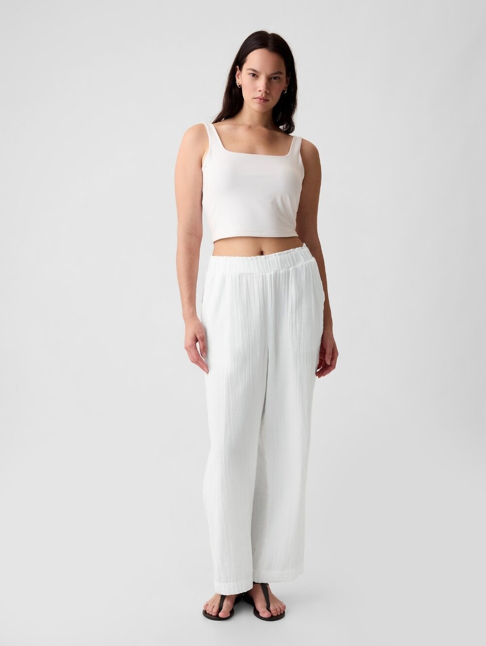 GAP Womens Cotton Gauze‎ Wide-Leg Pull-On Pants Size XXL Coastal Beach Fisherman